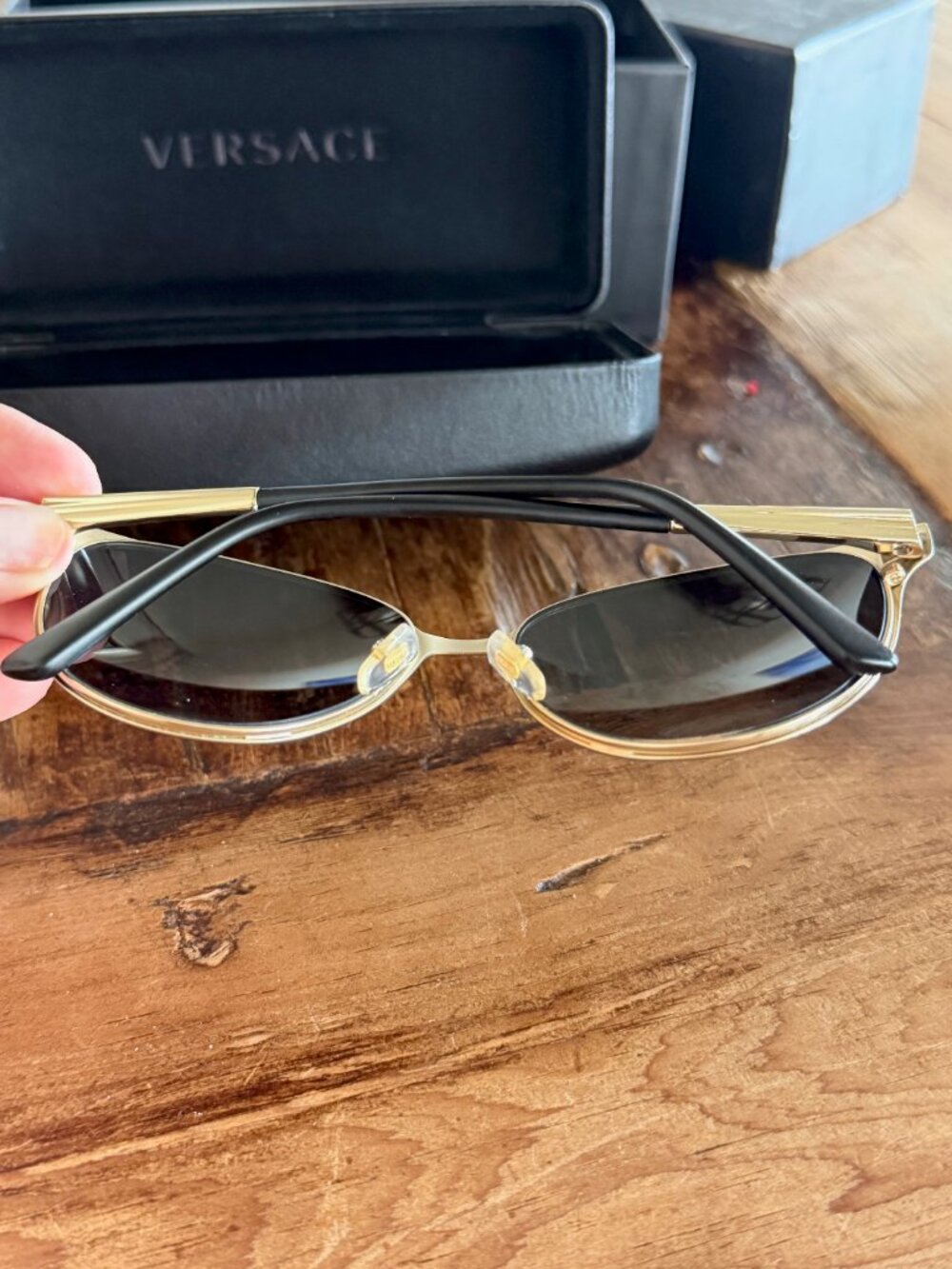 Versace VE2168 1377/T3 Polarized Sunglasses Black Gold + Box Case and Cloth - Picture 9 of 10